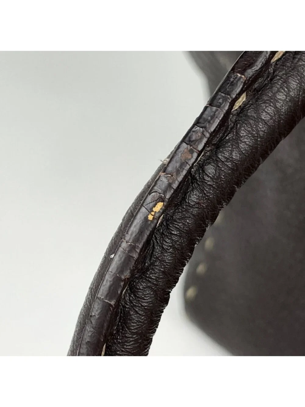 Fendi Selleria Linda Handbag Logo Stitch Leather Brown